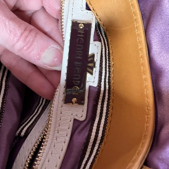 Henri Bendel tan leather fringe front flap crossbody purse - Picture 11 of 13